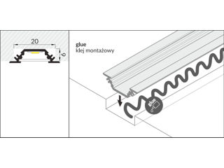 Profil universal de colt din aluminiu TRIO 10 pentru banda LED - anodizat 2m - set complet    Profil foto 9