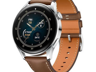 Huawei Watch 3 Stainless Stell with Brown Leather Strap foto 1