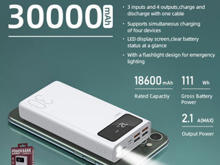 Power Bank Remax RPP-112 Mengine Series 30000mAh (4USB, 2.1A) White foto 5