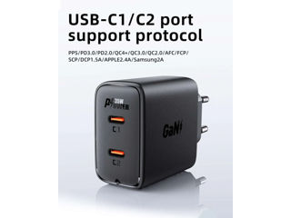 Încărcător cu două porturi AceFast A49 PD35W GaN (USB-C+USB-C), negru (UE) foto 1