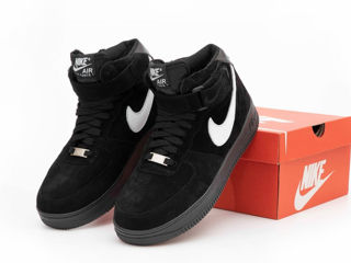 Nike Air Force 1 High Suede Black/White cu blana / с мехом