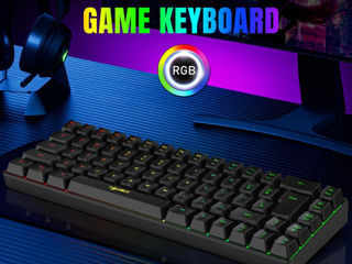 Проводная игровая мини-клавиатура HXSJ V200 K68 RGB Streamer foto 3