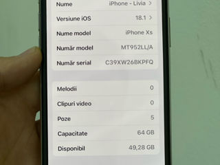 Iphone Xs 64gb 100% baterie , husa , cablu , sticla protectie foto 5