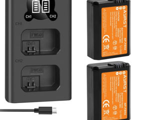 Два аккумулятора Np-fw50+двойное зарядное устройство для Sony