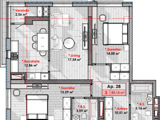 Apartament cu 3 camere, 85 m², Râșcani, Chișinău foto 2