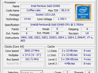 Intel Pentium Gold G5400 SR3X9 CPU Dual Core 3.7GHZ 4M Socket LGA 1151 v2 54W Processor foto 2