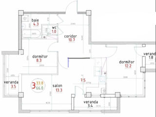 Apartament cu 3 camere, 70 m², Centru, Sîngerei