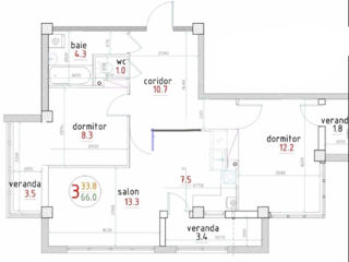 3-х комнатная квартира, 70 м², Центр, Сынжерей фото 1