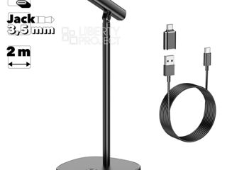 Микрофон HOCO L16 Mike настольный, USB/USB-C/3.5мм, 2м (черный) foto 2
