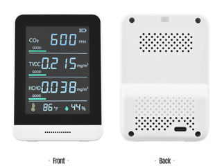 5 in 1 Air Quality Monitor Measures CO2, TVOC, HCHO, Temperature and Humidity foto 3