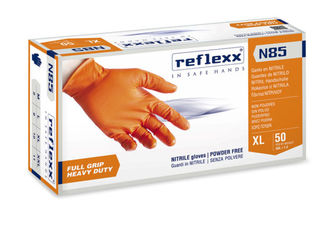 Mănuși de nitril fără pudră super rezistente Reflexx Full Grip N85 mărime M foto 4