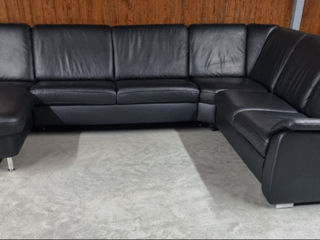 Canapea forma U din piele naturală + funcția pat  foto 0