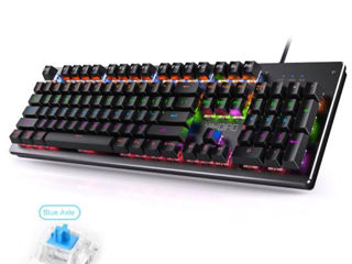 пк Игровая клавиатура, механическая синяя RGB подсветка foto 5