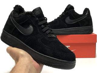 Nike Air Force 1 Low Suede All Black cu blana / с мехом foto 2