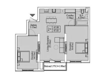 3-х комнатная квартира, 75 м², Центр, Унгень, Унгены