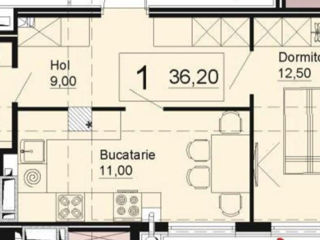 Apartament cu 1 cameră, 36 m², Telecentru, Chișinău foto 5