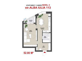 Apartament cu 1 cameră, 52 m², Buiucani, Chișinău foto 2