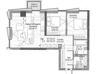 Apartament cu 2 camere, 68 m², Râșcani, Chișinău