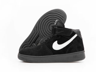 Nike Air Force 1 High Suede Black/White cu blana / с мехом foto 8