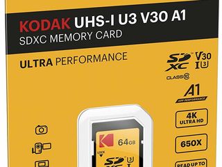 309 Lei - SDXC Kodak - 64Gb, U3, 4k UltraHD, original ! Read:100MB/s Write:85MB/s foto 2