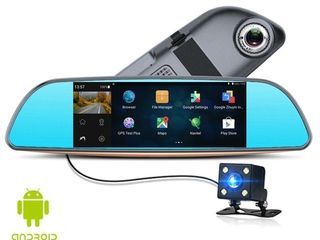 Видео регистратор зеркало с камерой заднего вида , навигатор , сенсор 7 inch , WiFi , 3G , Android foto 1