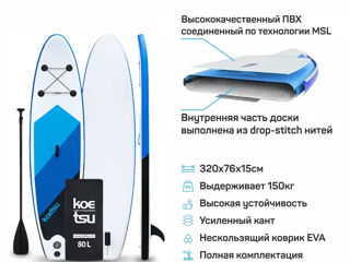  Новый надувной Сапборд \ Sup Board Koetsu blue 10'6, полный комплект  фото 2