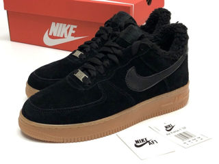 Nike Air Force 1 Low Suede Black Gum cu blana / с мехом foto 3