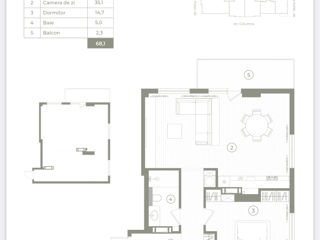 2-х комнатная квартира, 68 м², Центр, Кишинёв