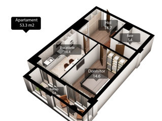 Apartament cu 1 cameră, 54 m², Poșta Veche, Chișinău