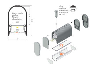 Profil LED pentru iluminat NAMI23 60*37 mm foto 3