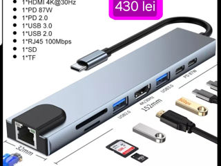 Док-станции.hub usb type C  to HDMIi, dp.usb type C  Vga Sd/tf Pd .lan. rj-45 .audio foto 13