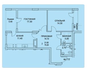 Продам двухкомнатную квартиру в белом варианте foto 2