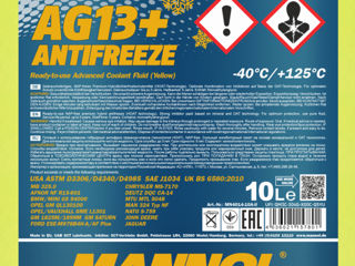 Antigel galben MANNOL 4014 Antifreeze AG13+ (-40 C) Advanced 10L (10,8 kg) foto 2