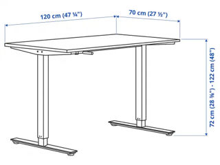 IKEA Trotten Birou cu inaltime reglabila, alb, 120x70 cm foto 5