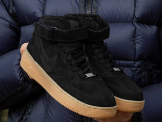 Nike Air Force 1 High Suede Black Gum cu blana / с мехом