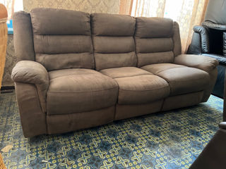 Canapea sofa divan din piele întoarsă foto 2