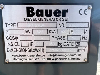 Generator de curent Bauer GFS-50KW  - Nou , izolat fonic + Video foto 14