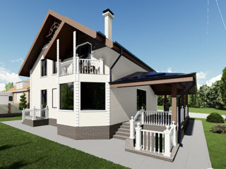 Casă de locuit individuală cu 2 niveluri / clasic / 149.9 m2 / proiecte / construcții / 3D foto 3