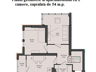 Apartament cu 2 camere, 54 m², Botanica, Chișinău foto 3