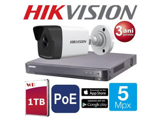 Hikvision 5 Megapixeli Ip Poe 1Tb 30M Set camere video