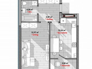 Apartament cu 1 cameră, 42 m², Telecentru, Chișinău foto 2