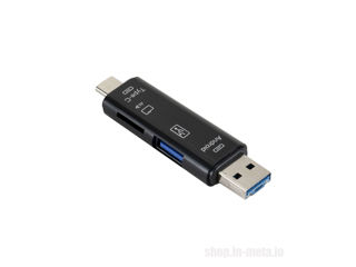 Card Reader 5 in 1 USB 3.0 USB-C, USB, Micro USB, SD, TF Memory Card Reader OTG Adapter.