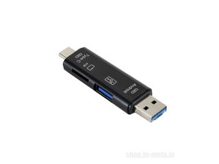 Card Reader 5 in 1 USB 3.0 USB-C, USB, Micro USB, SD, TF Memory Card Reader OTG Adapter. foto 1