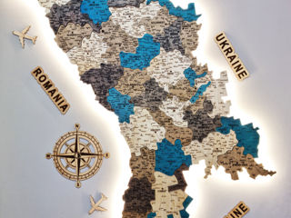 3d карта молдовы из дерева / 3d harta moldovei din lemn