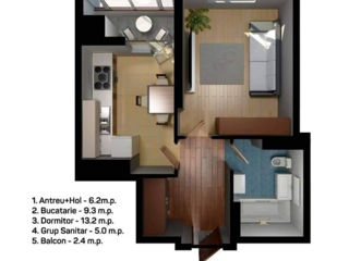 Apartament cu 2 camere, 40 m², Centru, Piatra Albă, Ialoveni foto 7