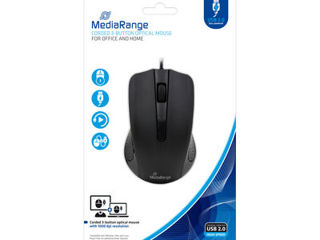 MediaRange Wired 3-button optical mouse, black foto 1
