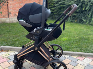 Stroller Cybex Platinum Priam 4.0,  3 in 1 Sepia Black chassis Rosegold car seat Cloud Z2 i-Size foto 6