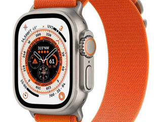 Apple Watch Ultra Cellular, 49mm Titanium Case, Small Orange Alpine Loop