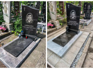 Repararea și restaurarea fundațiilor pietrelor funerare: turnare, consolidare, curățare, placare foto 15