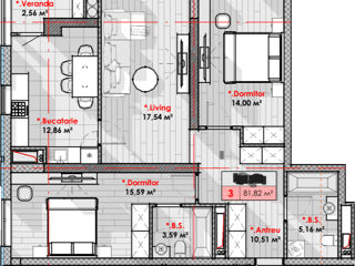 Apartament cu 3 camere, 82 m², Râșcani, Chișinău foto 2